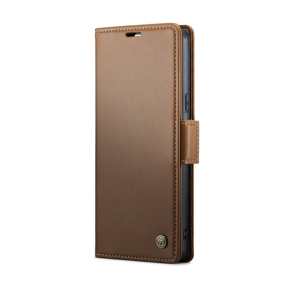 For Google Pixel 8 CaseMe 023 Butterfly Buckle Litchi Texture RFID Anti-theft Leather Phone Case(Brown)