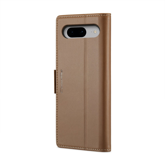 For Google Pixel 8 CaseMe 023 Butterfly Buckle Litchi Texture RFID Anti-theft Leather Phone Case(Brown)