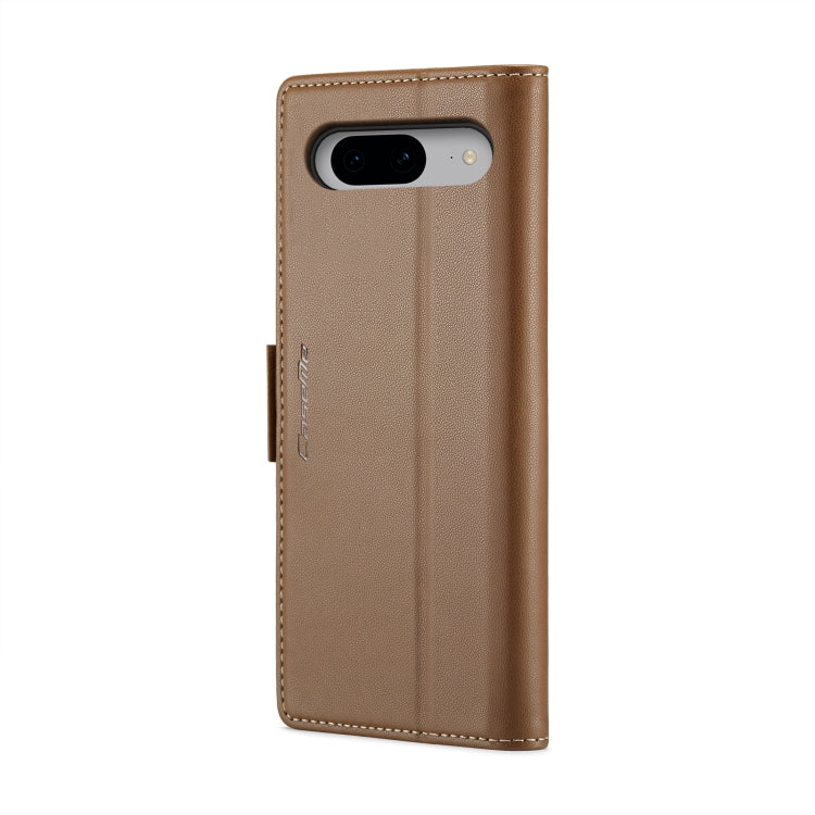 For Google Pixel 8 CaseMe 023 Butterfly Buckle Litchi Texture RFID Anti-theft Leather Phone Case(Brown)