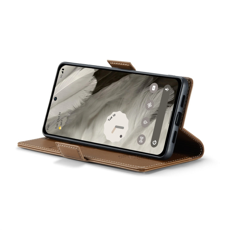 For Google Pixel 8 CaseMe 023 Butterfly Buckle Litchi Texture RFID Anti-theft Leather Phone Case(Brown)