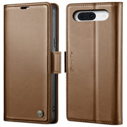 For Google Pixel 8 CaseMe 023 Butterfly Buckle Litchi Texture RFID Anti-theft Leather Phone Case(Brown)