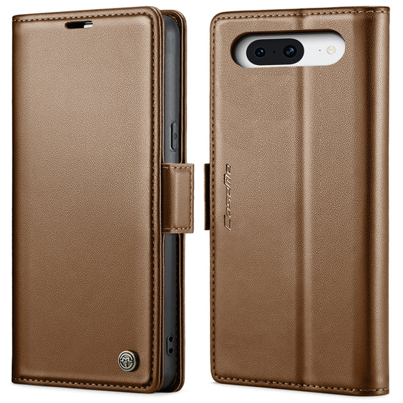 For Google Pixel 8 CaseMe 023 Butterfly Buckle Litchi Texture RFID Anti-theft Leather Phone Case(Brown)
