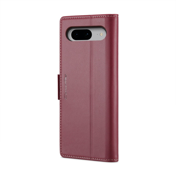 For Google Pixel 8 CaseMe 023 Butterfly Buckle Litchi Texture RFID Anti-theft Leather Phone Case(Wine Red)