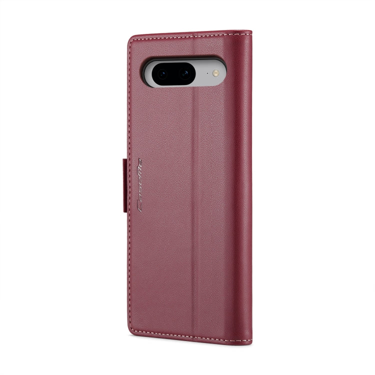 For Google Pixel 8 CaseMe 023 Butterfly Buckle Litchi Texture RFID Anti-theft Leather Phone Case(Wine Red)