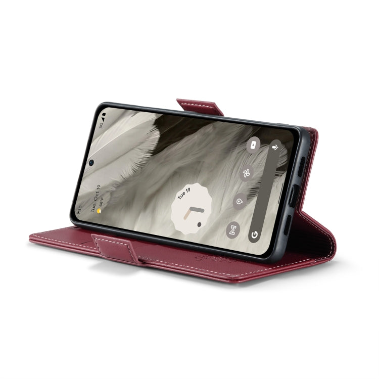 For Google Pixel 8 CaseMe 023 Butterfly Buckle Litchi Texture RFID Anti-theft Leather Phone Case(Wine Red)
