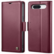 For Google Pixel 8 CaseMe 023 Butterfly Buckle Litchi Texture RFID Anti-theft Leather Phone Case(Wine Red)