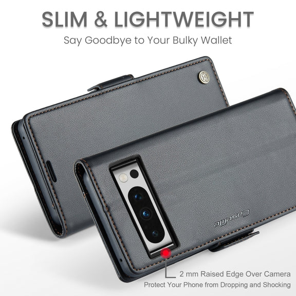 For Google Pixel 8 Pro CaseMe 023 Butterfly Buckle Litchi Texture RFID Anti-theft Leather Phone Case(Black)