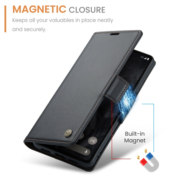For Google Pixel 8 Pro CaseMe 023 Butterfly Buckle Litchi Texture RFID Anti-theft Leather Phone Case(Black)