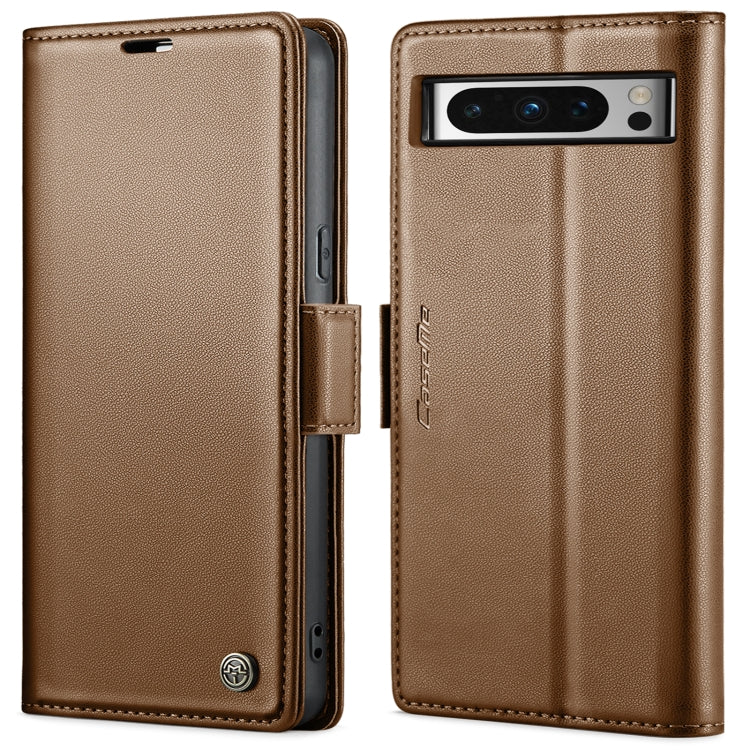 For Google Pixel 8 Pro CaseMe 023 Butterfly Buckle Litchi Texture RFID Anti-theft Leather Phone Case(Brown)