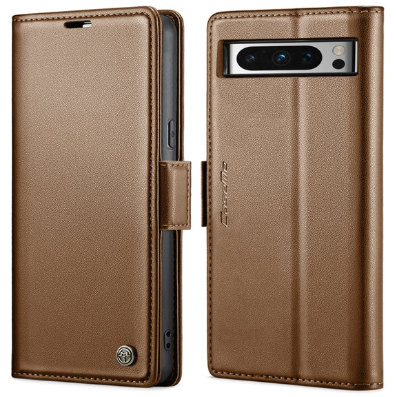 For Google Pixel 8 Pro CaseMe 023 Butterfly Buckle Litchi Texture RFID Anti-theft Leather Phone Case(Brown)