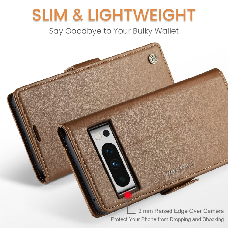 For Google Pixel 8 Pro CaseMe 023 Butterfly Buckle Litchi Texture RFID Anti-theft Leather Phone Case(Brown)