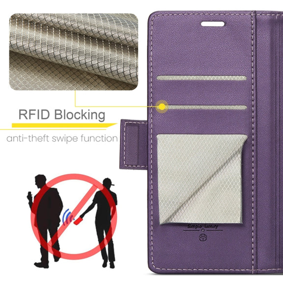 For Google Pixel 8 Pro CaseMe 023 Butterfly Buckle Litchi Texture RFID Anti-theft Leather Phone Case(Pearly Purple)