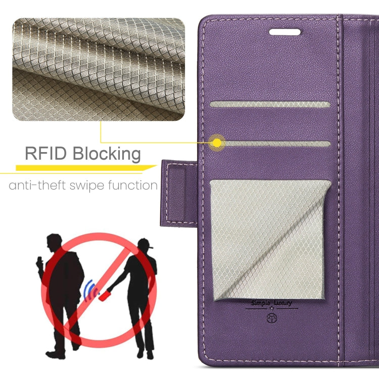 For Google Pixel 8 Pro CaseMe 023 Butterfly Buckle Litchi Texture RFID Anti-theft Leather Phone Case(Pearly Purple)