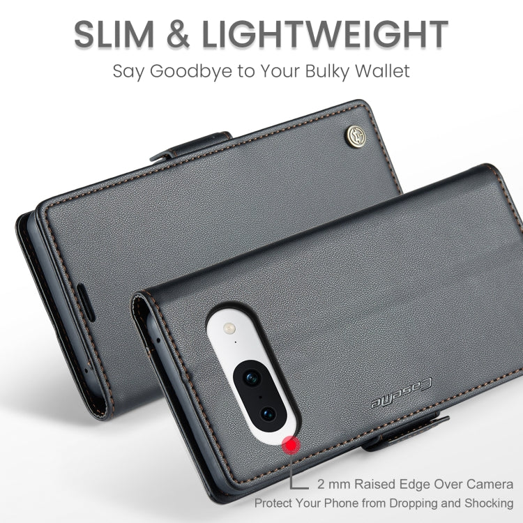 For Google Pixel 8a CaseMe 023 Butterfly Buckle Litchi Texture RFID Anti-theft Leather Phone Case(Black)