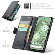 For Google Pixel 8a CaseMe 023 Butterfly Buckle Litchi Texture RFID Anti-theft Leather Phone Case(Black)