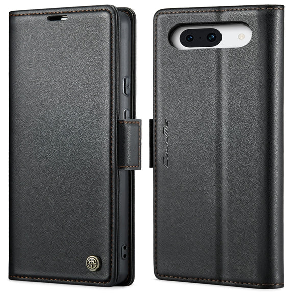 For Google Pixel 8a CaseMe 023 Butterfly Buckle Litchi Texture RFID Anti-theft Leather Phone Case(Black)