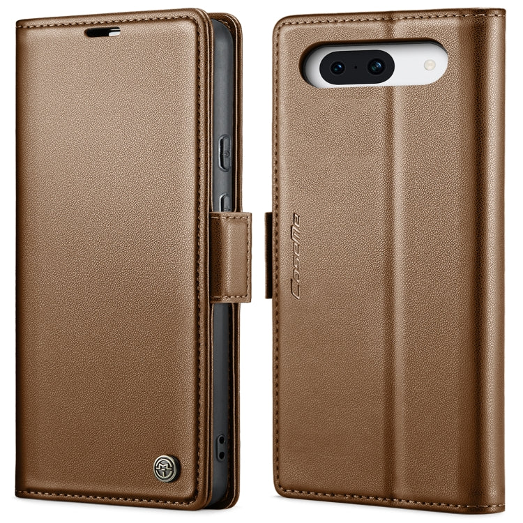 For Google Pixel 8a CaseMe 023 Butterfly Buckle Litchi Texture RFID Anti-theft Leather Phone Case(Brown)