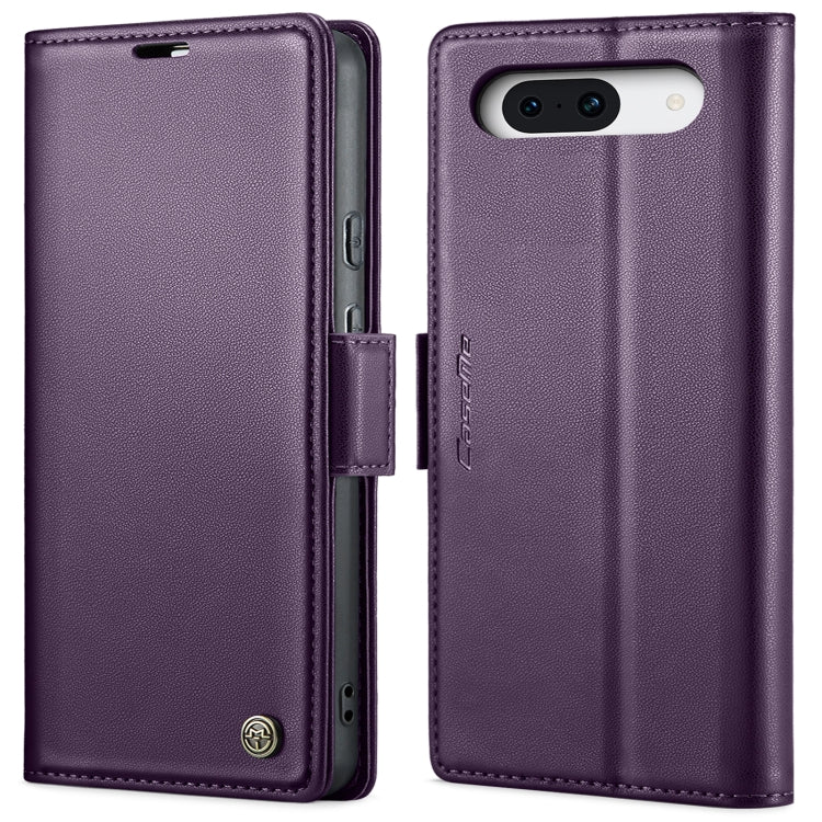 For Google Pixel 8a CaseMe 023 Butterfly Buckle Litchi Texture RFID Anti-theft Leather Phone Case(Pearly Purple)