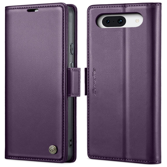 For Google Pixel 8a CaseMe 023 Butterfly Buckle Litchi Texture RFID Anti-theft Leather Phone Case(Pearly Purple)