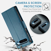 For Google Pixel 9 Pro XL CaseMe 023 Butterfly Buckle Litchi Texture RFID Anti-theft Leather Phone Case(Blue)