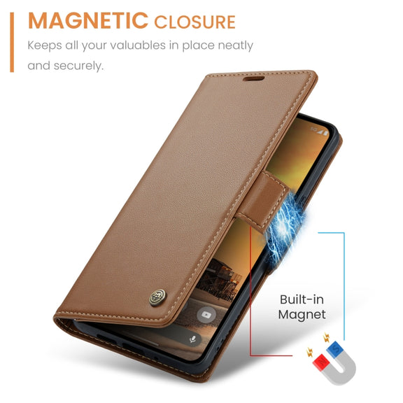 For Google Pixel 9 / 9 Pro CaseMe 023 Butterfly Buckle Litchi Texture RFID Anti-theft Leather Phone Case(Brown)