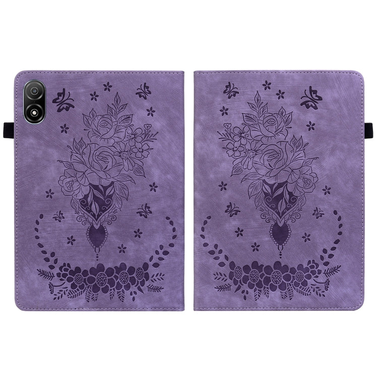 For Honor Pad V8 Pro Butterfly Rose Embossed Leather Tablet Case(Purple)