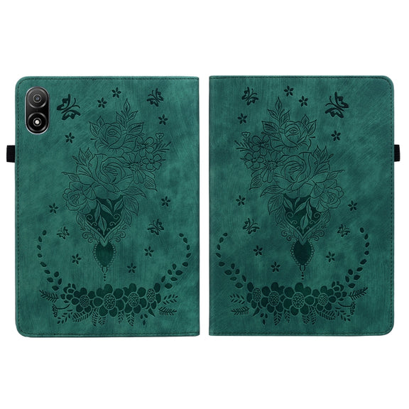 For Honor Pad V8 Pro Butterfly Rose Embossed Leather Tablet Case(Green)
