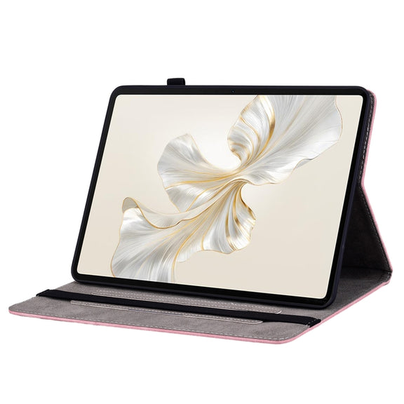 For Honor Pad 9 12.1 Butterfly Rose Embossed Leather Tablet Case(Pink)