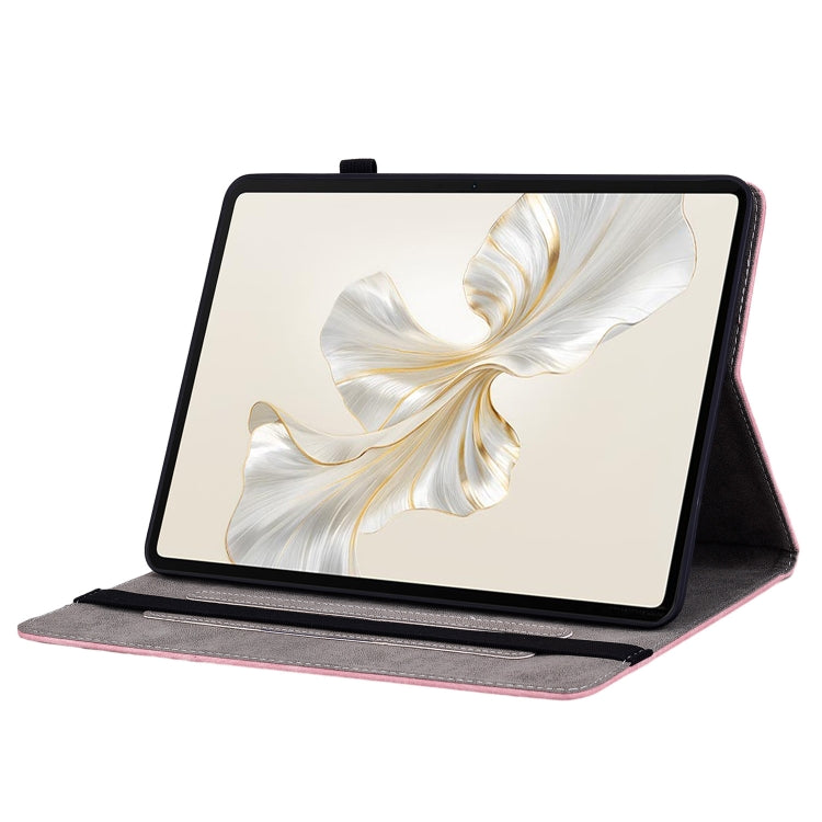 For Honor Pad 9 12.1 Butterfly Rose Embossed Leather Tablet Case(Pink)