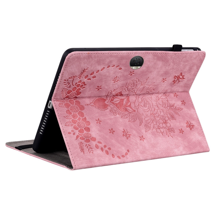 For Honor Pad 9 12.1 Butterfly Rose Embossed Leather Tablet Case(Pink)