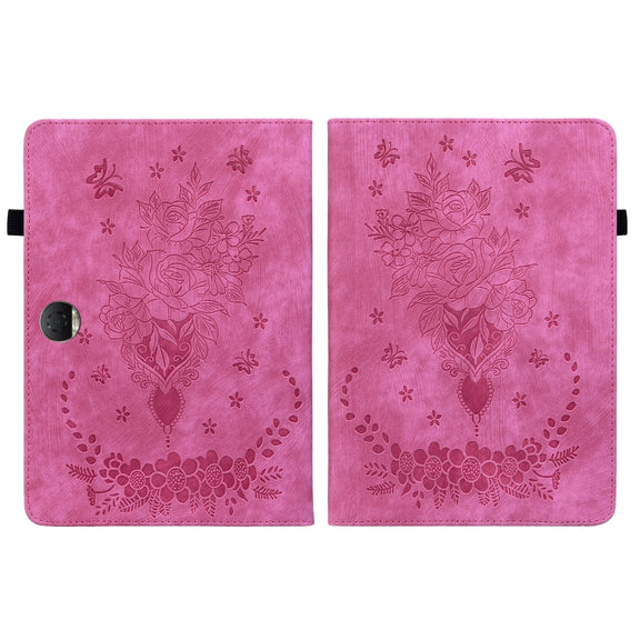 For Honor Pad 9 12.1 Butterfly Rose Embossed Leather Tablet Case(Rose Red)