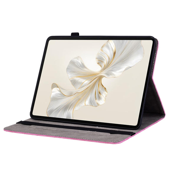 For Honor Pad 9 12.1 Butterfly Rose Embossed Leather Tablet Case(Rose Red)