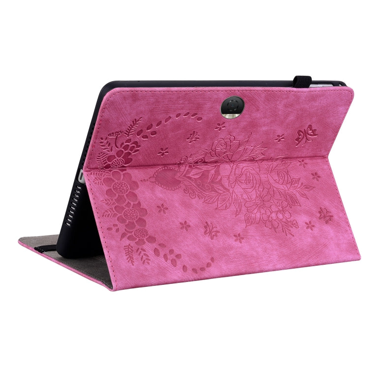 For Honor Pad 9 12.1 Butterfly Rose Embossed Leather Tablet Case(Rose Red)