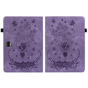 For Honor Pad 9 12.1 Butterfly Rose Embossed Leather Tablet Case(Purple)