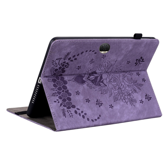 For Honor Pad 9 12.1 Butterfly Rose Embossed Leather Tablet Case(Purple)