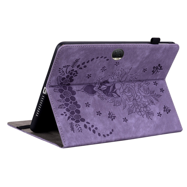 For Honor Pad 9 12.1 Butterfly Rose Embossed Leather Tablet Case(Purple)