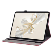 For Honor Pad 9 12.1 Butterfly Rose Embossed Leather Tablet Case(Red)