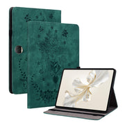 For Honor Pad 9 12.1 Butterfly Rose Embossed Leather Tablet Case(Green)