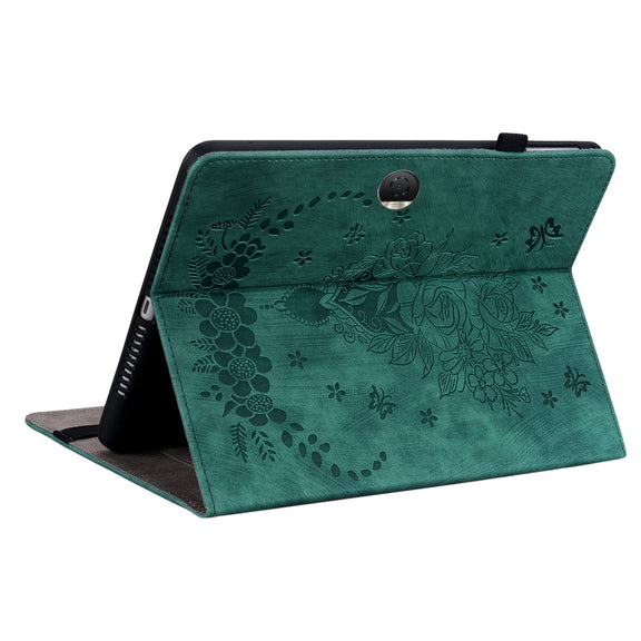 For Honor Pad 9 12.1 Butterfly Rose Embossed Leather Tablet Case(Green)