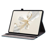 For Honor Pad 9 12.1 Butterfly Rose Embossed Leather Tablet Case(Dark Blue)