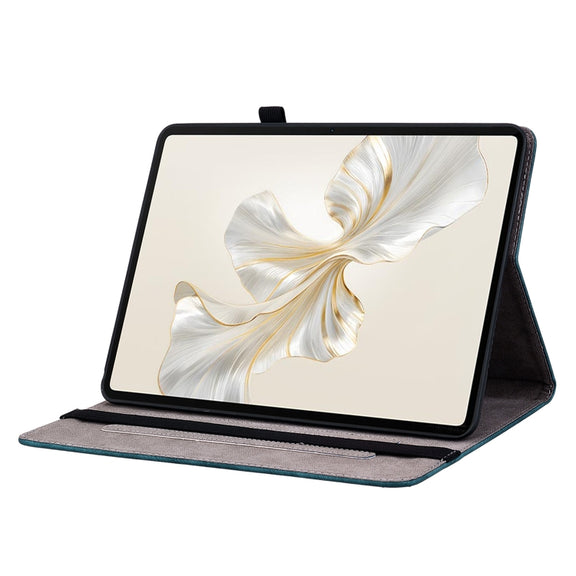 For Honor Pad 9 12.1 Butterfly Rose Embossed Leather Tablet Case(Dark Blue)