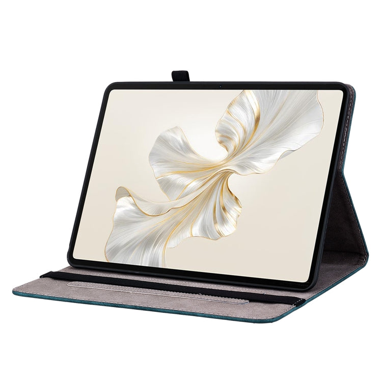 For Honor Pad 9 12.1 Butterfly Rose Embossed Leather Tablet Case(Dark Blue)
