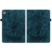 For Nokia T21 Butterfly Rose Embossed Leather Tablet Case(Dark Blue)