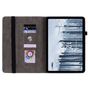 For Nokia T21 Butterfly Rose Embossed Leather Tablet Case(Dark Blue)