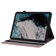 For Nokia T20 10.4 2021 Butterfly Rose Embossed Leather Tablet Case(Pink)