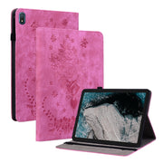 For Nokia T20 10.4 2021 Butterfly Rose Embossed Leather Tablet Case(Rose Red)