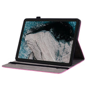 For Nokia T20 10.4 2021 Butterfly Rose Embossed Leather Tablet Case(Rose Red)