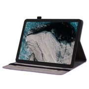 For Nokia T20 10.4 2021 Butterfly Rose Embossed Leather Tablet Case(Purple)