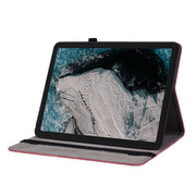 For Nokia T20 10.4 2021 Butterfly Rose Embossed Leather Tablet Case(Red)