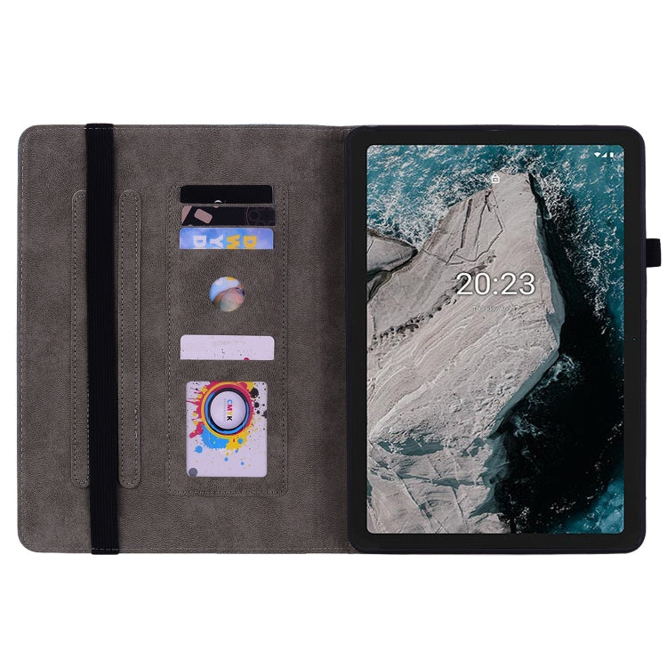 For Nokia T20 10.4 2021 Butterfly Rose Embossed Leather Tablet Case(Red)